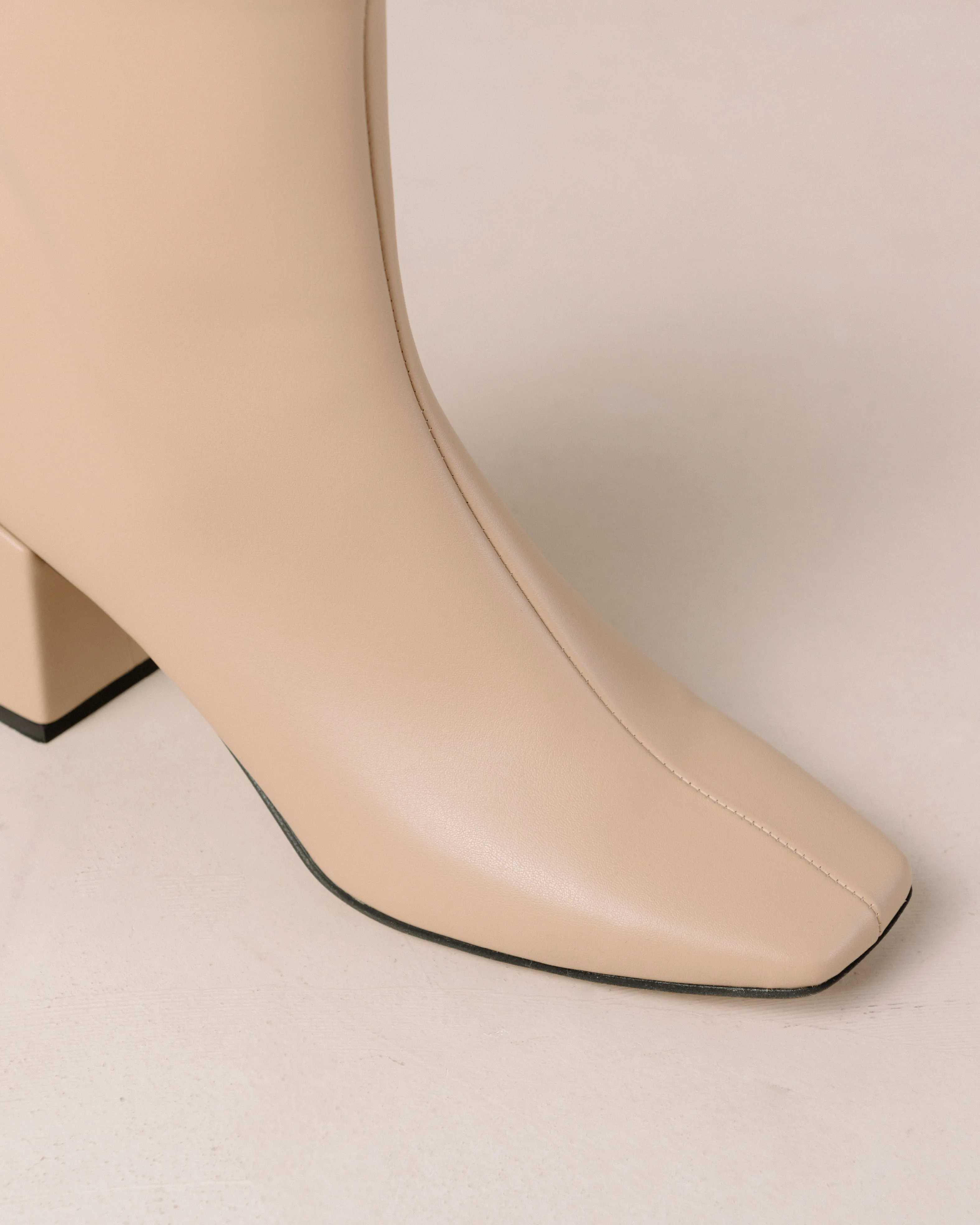 Watercolor Tahini Beige Vegan Leather Ankle Boots