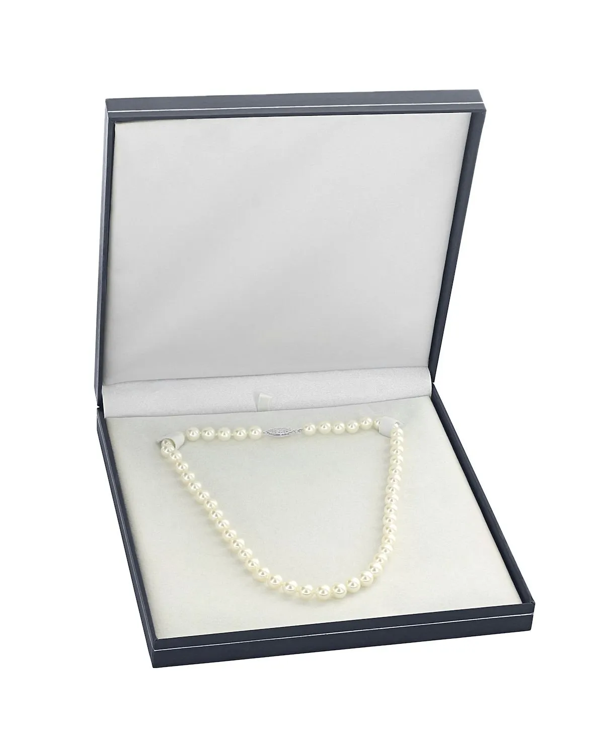 White Hanadama Japanese Akoya Pearl Necklace, 7.5-8.0mm