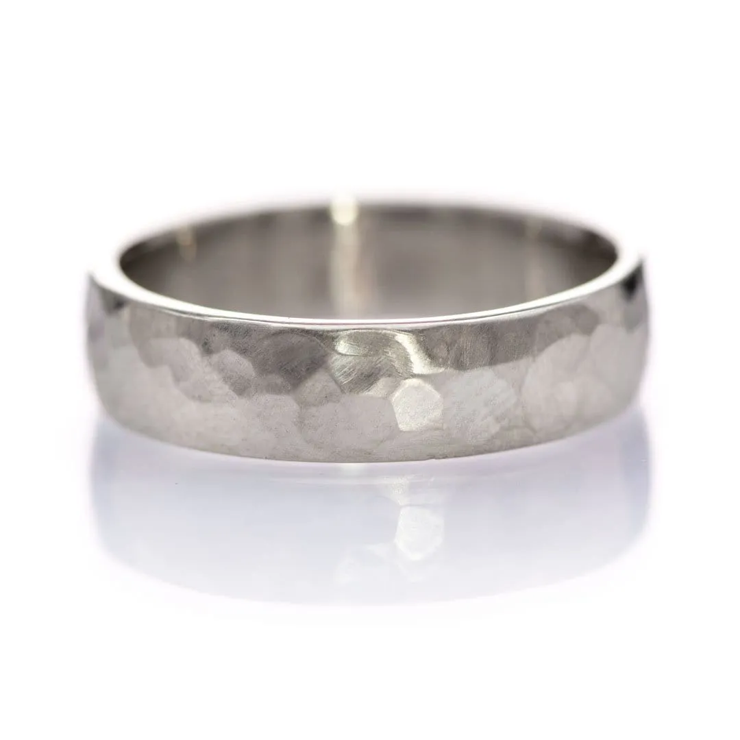 Wide Hammered Domed Wedding Band