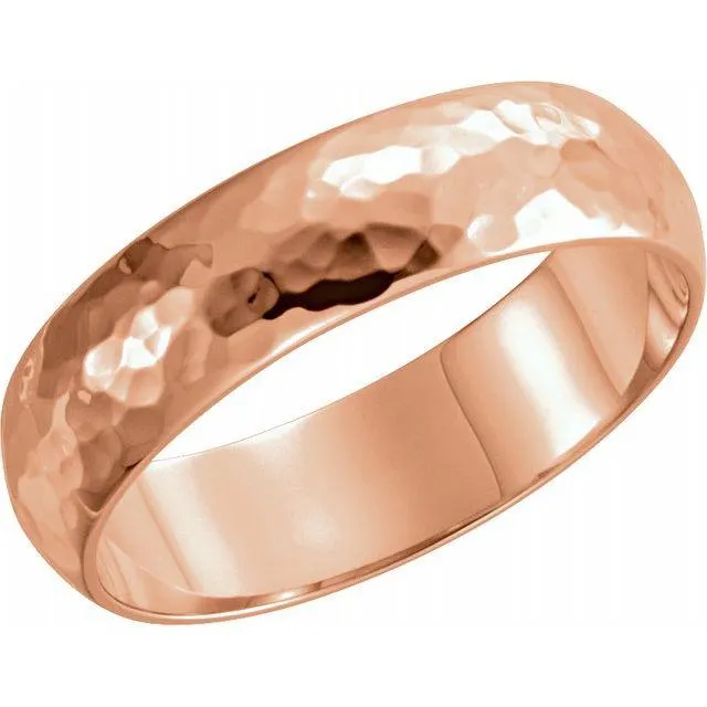 Wide Hammered Domed Wedding Band