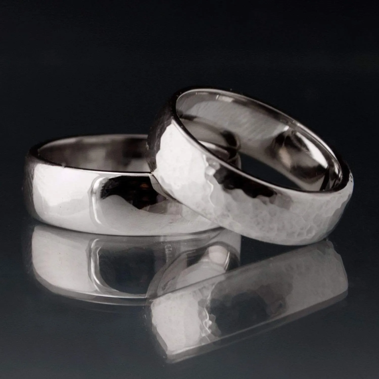 Wide Hammered Domed Wedding Band